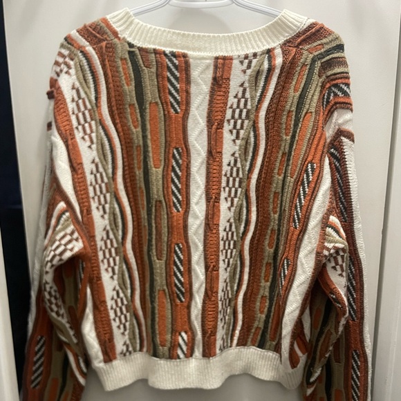 Knit sweater orange green brown and white - Picture 2 of 2